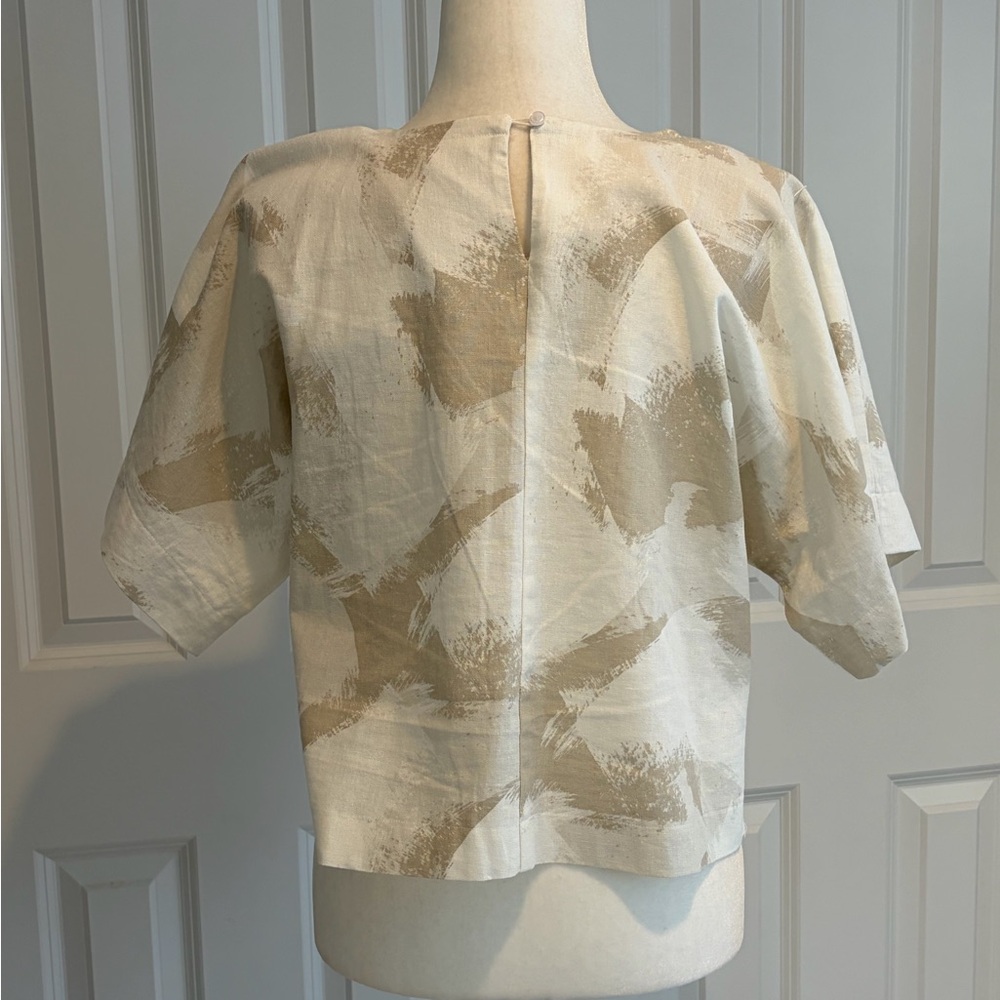 DKNY Top Taupe/Cream Cropped Boxy Top Size S - Picture 4 of 7